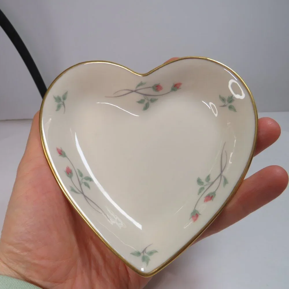 Vintage Lenox Rose Manor Ivory Fine China 24K Gold trim Trinket Tray